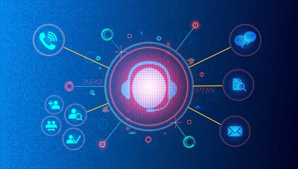 Help Desk Software - Help Desk Solutions - Conceptual Illustration AI Call Centre Technology